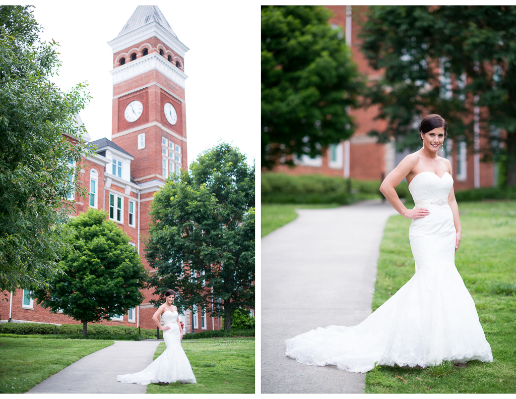Clemson University wedding bridal photos Tillman Hall