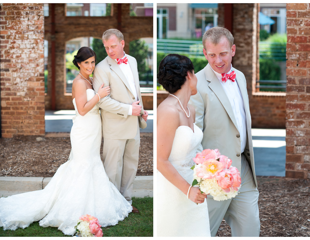 Downtown Greenville Wedding Photos First Look