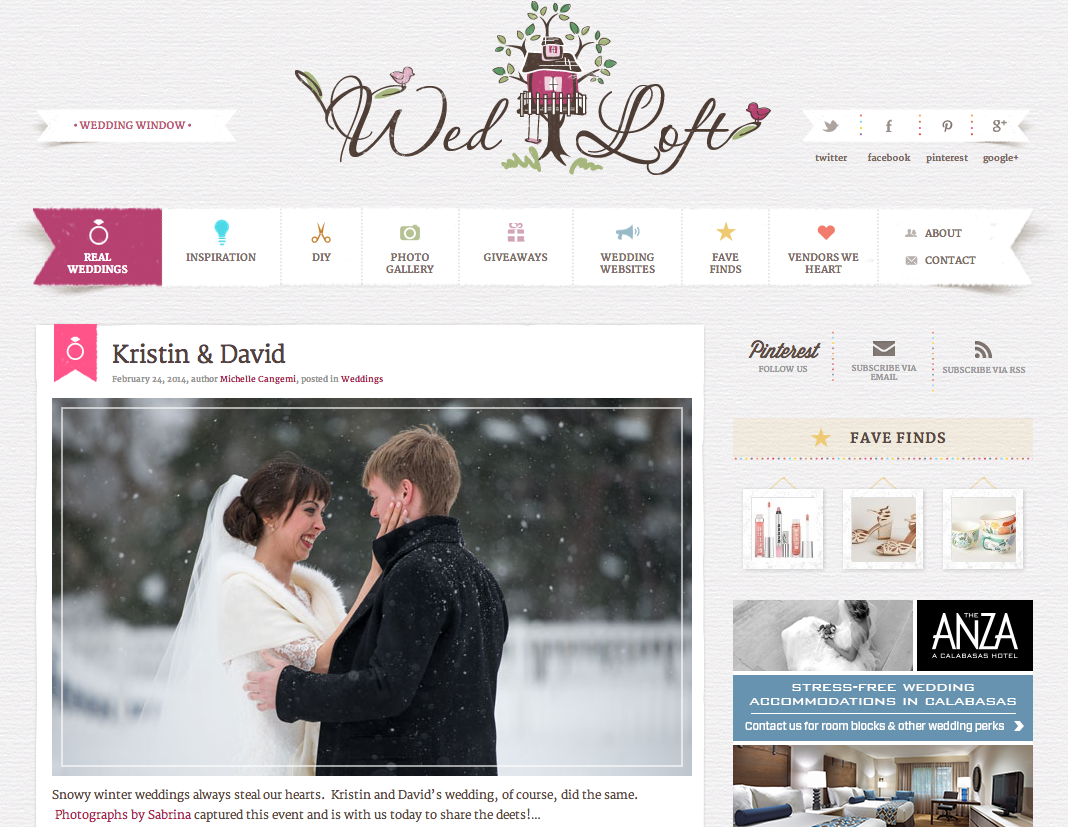 Winter Wedding featured on WedLoft.com